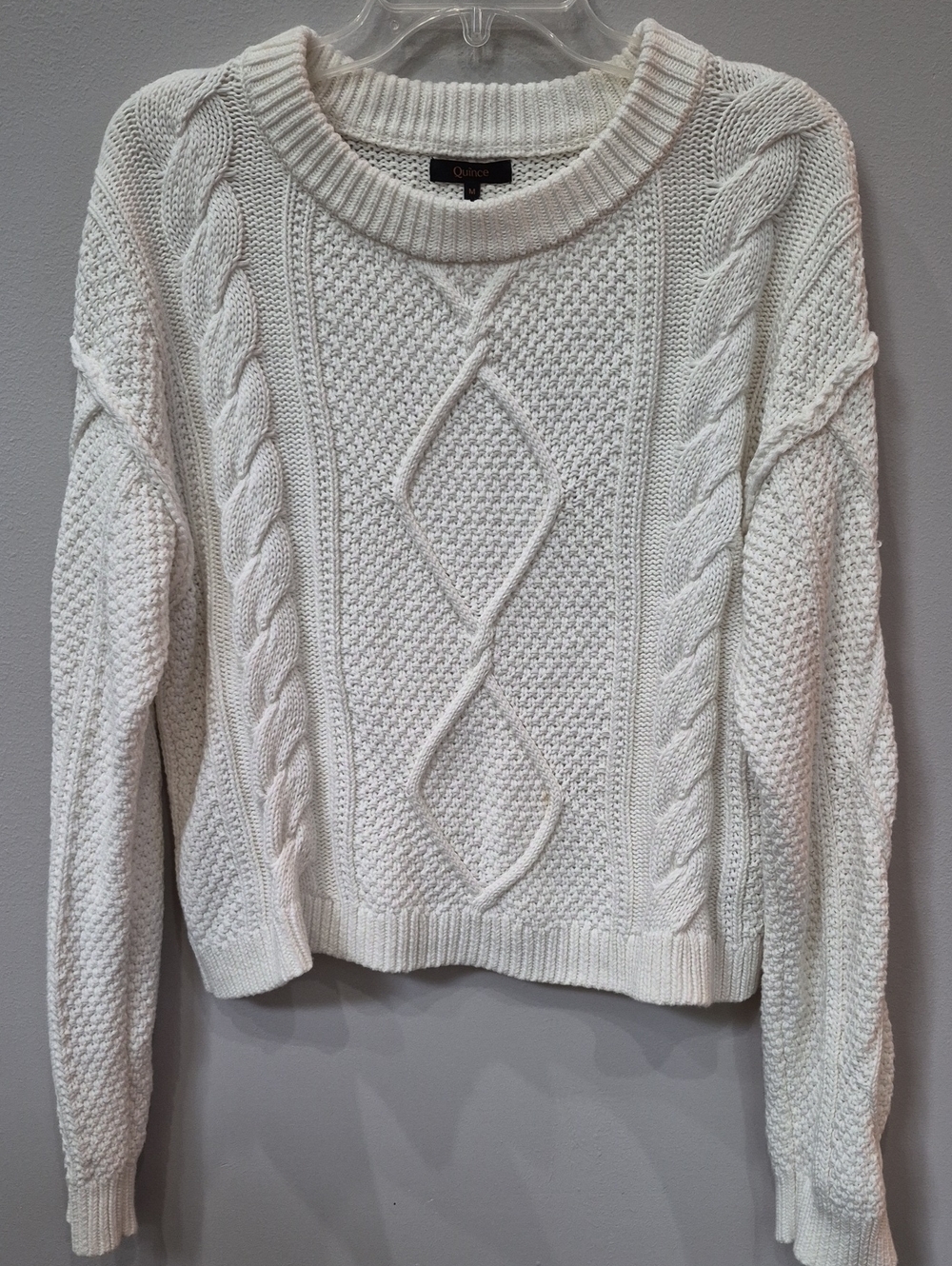 Quince Chunky Fisherman Cable Knit  Sweater Womens M Boxy Organic Cotton Capsule